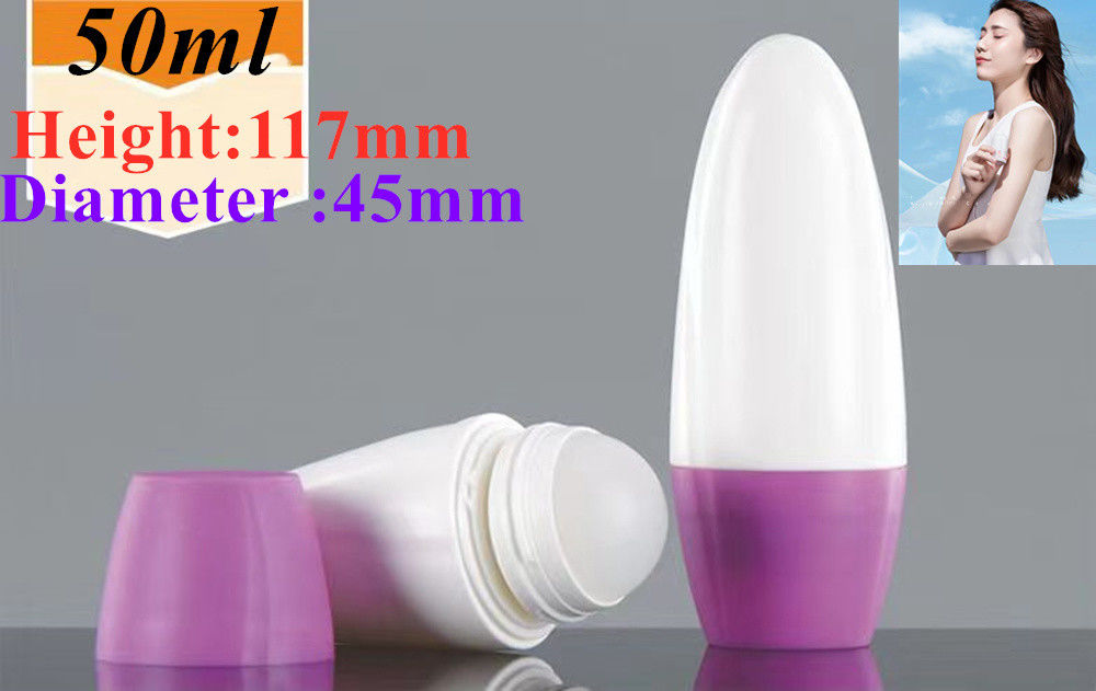 HDPE 30 میلی لیتر 50 میلی لیتر 60 میلی لیتر رول پلاستیکی بر روی بطری چرخدار گرد بطری ضد عطر ظرف با گلوله چرخدار پلاستیکی
