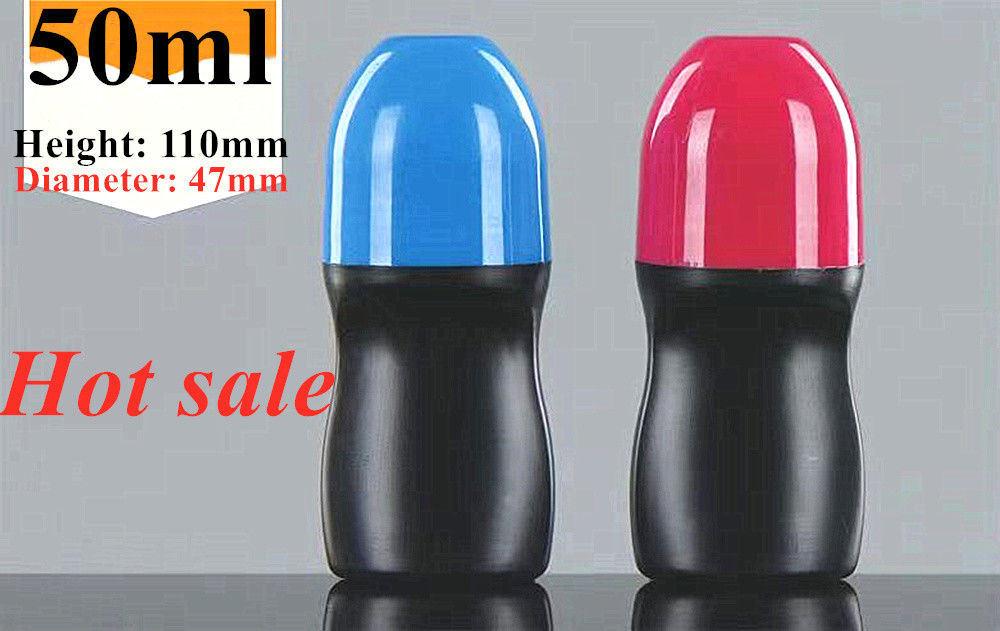 HDPE 30 میلی لیتر 50 میلی لیتر 60 میلی لیتر رول پلاستیکی بر روی بطری چرخدار گرد بطری ضد عطر ظرف با گلوله چرخدار پلاستیکی