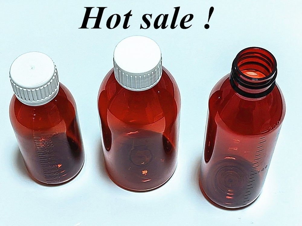 3 اونس 4 اونس 5 اونس 100 میلی لیتر 120 میلی لیتر داروسازی حیوانات خانگی دور شیشه های پلاستیکی زردچوبه شیشه های پلاستیکی آبمیوه سرفه برای مایعات دهان