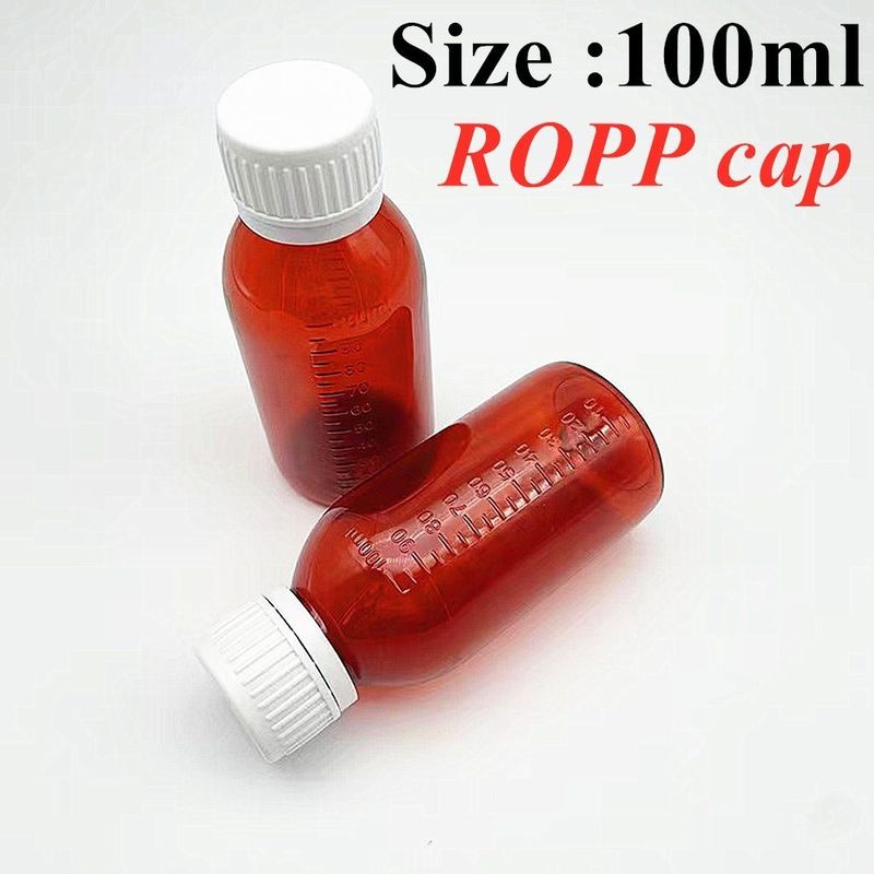 100 میلی لیتر 120 میلی لیتر 150 میلی لیتر دارو بطری پلاستیکی شیراب سرفه حیوانات خانگی بطری شیراب سرفه پلاستیکی مایع دور بطری با بند پیچ