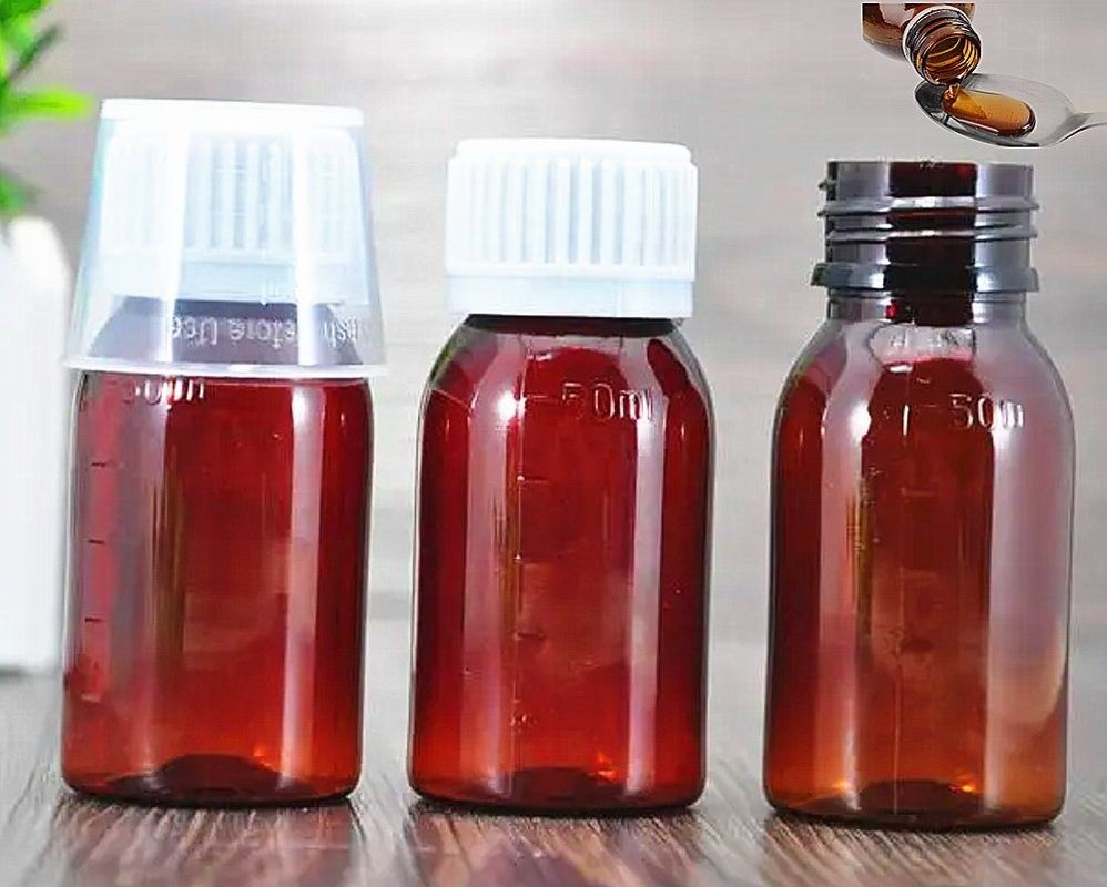 100 میلی لیتر 120 میلی لیتر 150 میلی لیتر آمپول پالتو ظرف قرمز آبمیوه سرفه بطری دارو مایع دهان قهوه ای بطری های پلاستیکی