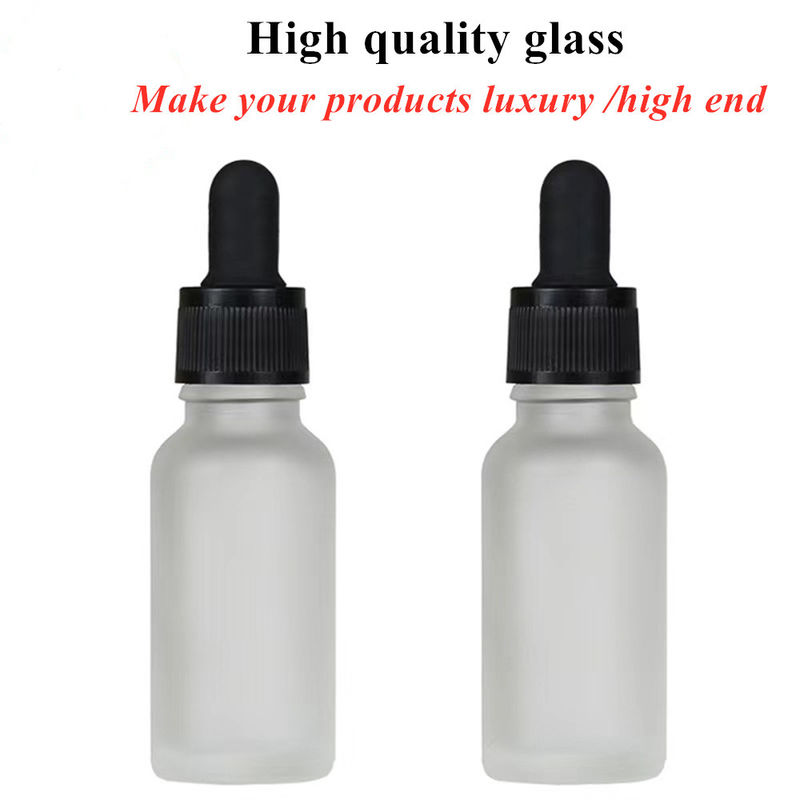 20ml 30ml 50ml 2oz لوازم آرایشی مراقبت شخصی چشم روغن ضروری شیشه ای سفید یخ زده بطری قطره دار با کاپ قطره دار