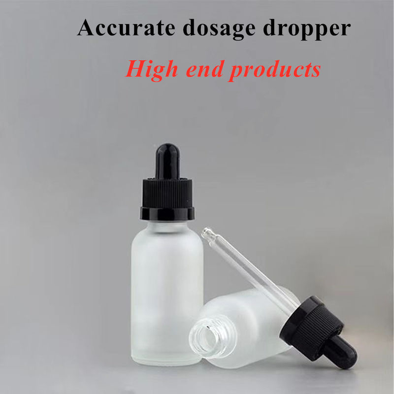 20ml 30ml 50ml 2oz لوازم آرایشی مراقبت شخصی چشم روغن ضروری شیشه ای سفید یخ زده بطری قطره دار با کاپ قطره دار