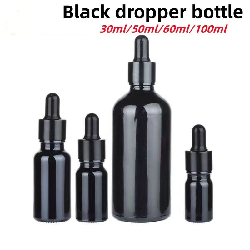 10ml 20ml 30ml 50ml شیشه سیاه قطره کش بطری بطری روغن ضروری بطری شیشه ای بطری شیشه ای با قطره کش ضد بچه
