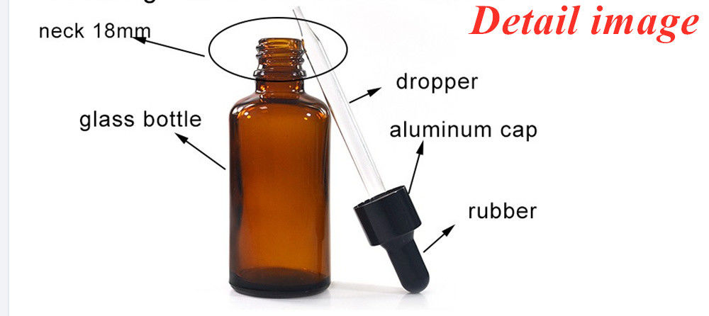 فروش داغ 5ml 10ml 15ml 30ml 50ml آب سرم امبر بطری های روغن ضروری بطری های قطره کش شیشه ای