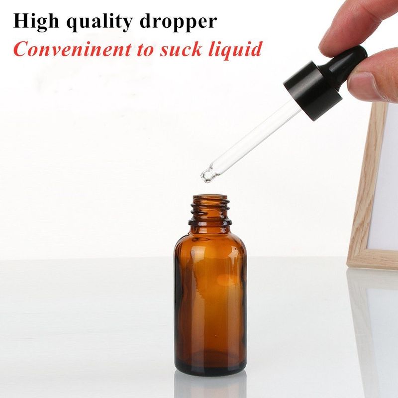 بسته بندی روغن ضروری 1OZ 2OZ 20ml 30ml 50ml سرم روغن ضروری زردچوبه بطری قطره ای شیشه ای با کاپ ضد بچه