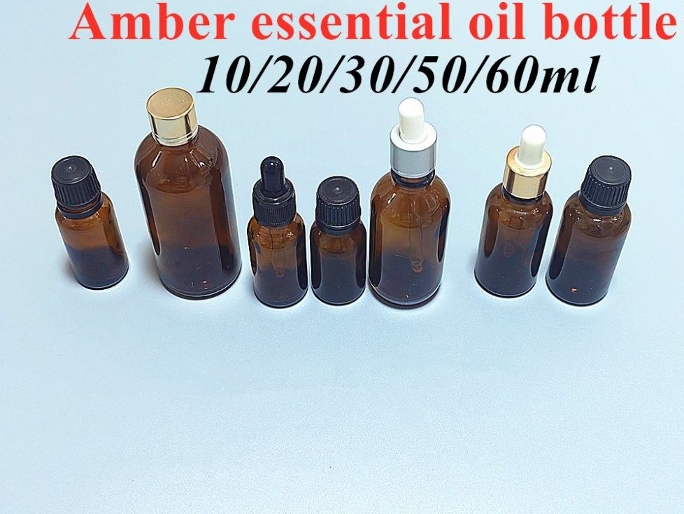 فروش داغ خالی لوکس امبر قهوه ای 10ml 15ml 20ml 30ml 50ml 60ml بطری شیشه ای روغن ضروری برای بسته سرم