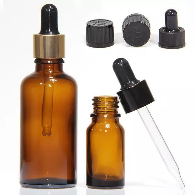 10ml 20ml 30ml 50ml مینی دور خالی شیشه ای آرایشی بطری روغن ضروری با قطره سیاه پلاستیکی