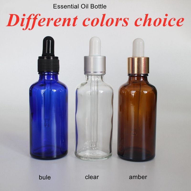 10ml 20ml 30ml 50ml مینی دور خالی شیشه ای آرایشی بطری روغن ضروری با قطره سیاه پلاستیکی