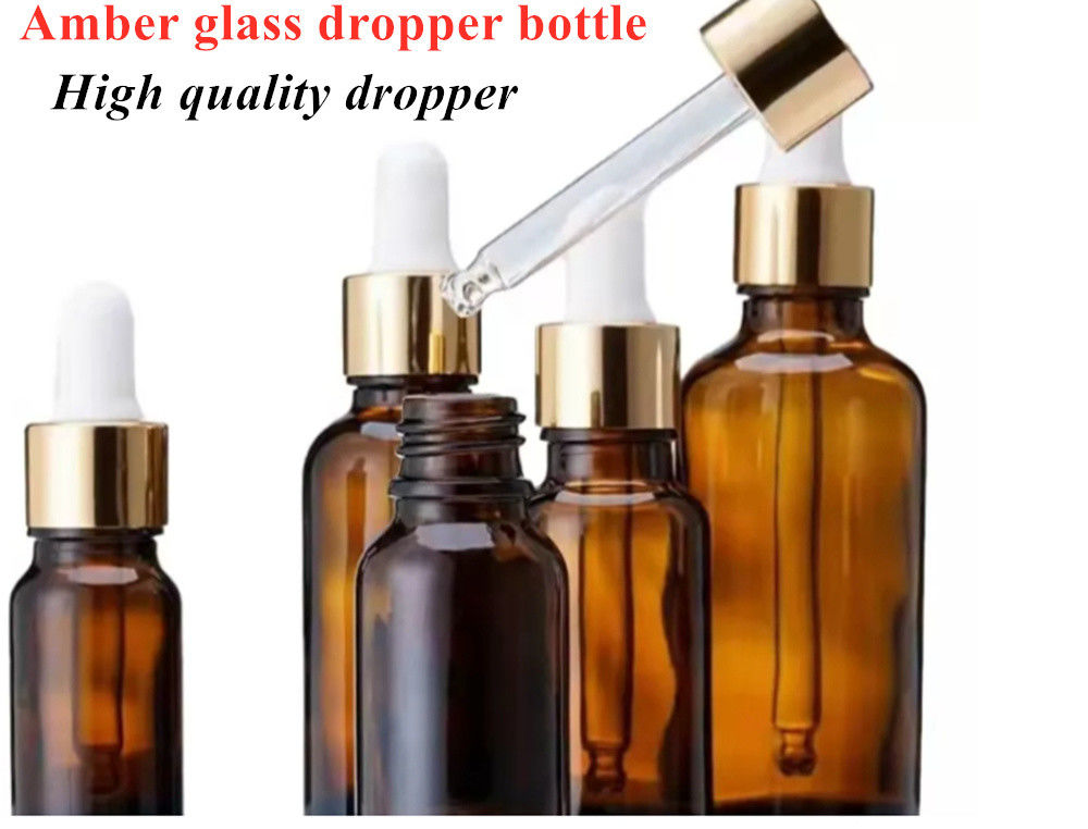 10ml 20ml 30ml 50ml مینی دور خالی شیشه ای آرایشی بطری روغن ضروری با قطره سیاه پلاستیکی
