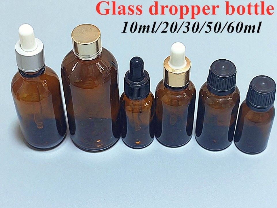 30 میلی لیتر 50 میلی لیتر 60 میلی لیتر 100 میلی لیتر روغن های مو سرم روغن ریش زرد قهوه ای خالی دور روغن ضروری بطری قطره شیشه ای