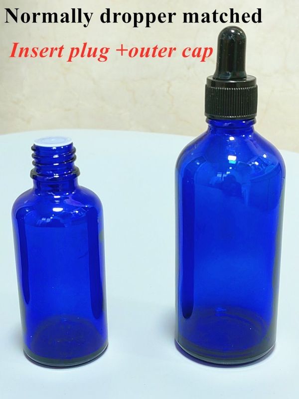 بطری 20 میلی لیتر 30 میلی لیتر روغن ضروری سرم مراقبت از پوست بسته بندی آرایشی بطری قطره دار شیشه آبی کوبال بطری قطره دار با قطره دار