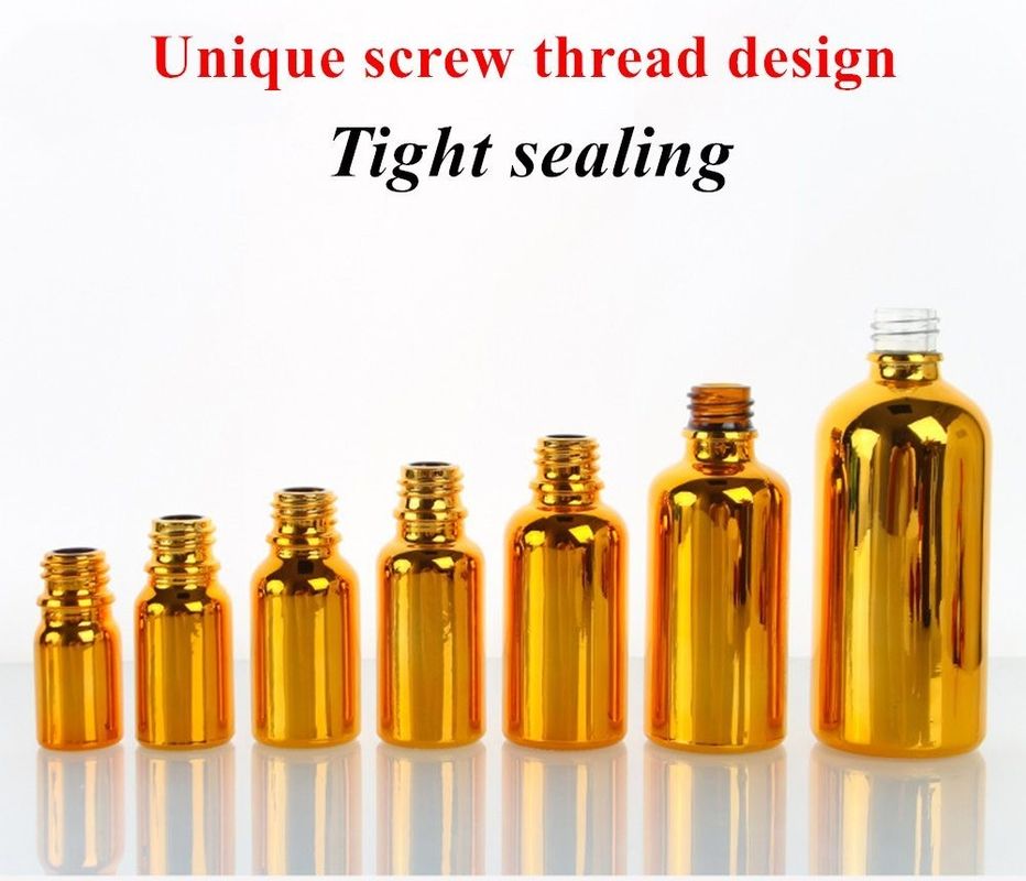 لوکس درخشان 30ml 50ml 60ml طلا UV الکتروپلاست سرم شیشه طلایی روغن ضروری شیشه بطری قطره دار با سر اسپری