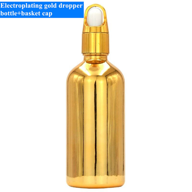 10ml 20ml 30ml 50ml بطری روغن ضروری طلایی الکتروپلاستر شده بطری طلایی کوچک لوازم آرایشی بطری قطره کش شیشه ای