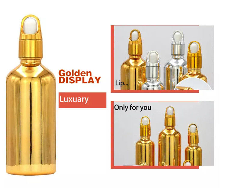 10ml 20ml 30ml 50ml بطری روغن ضروری طلایی الکتروپلاستر شده بطری طلایی کوچک لوازم آرایشی بطری قطره کش شیشه ای