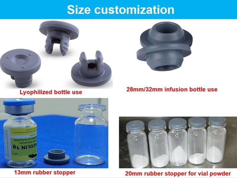28mm 32mm اتیلن اکسید مواد مصرفی پزشکی استریلیزه شده Bromo Butyl Stoppers سرپوش های لاستیکی برای بطری تزریق شیشه ای