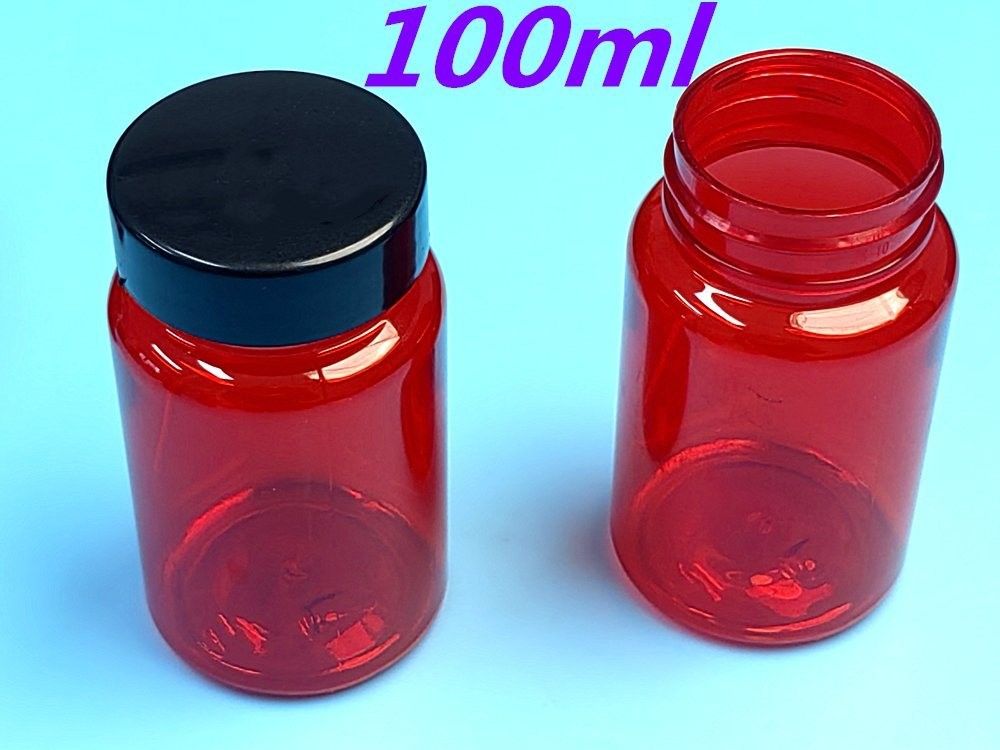 پلاستیک PET قرمز 100ml 150ml بطری داروی جامد کپسول قرص بطری بسته بندی ظرف مکمل مراقبت های بهداشتی بطری