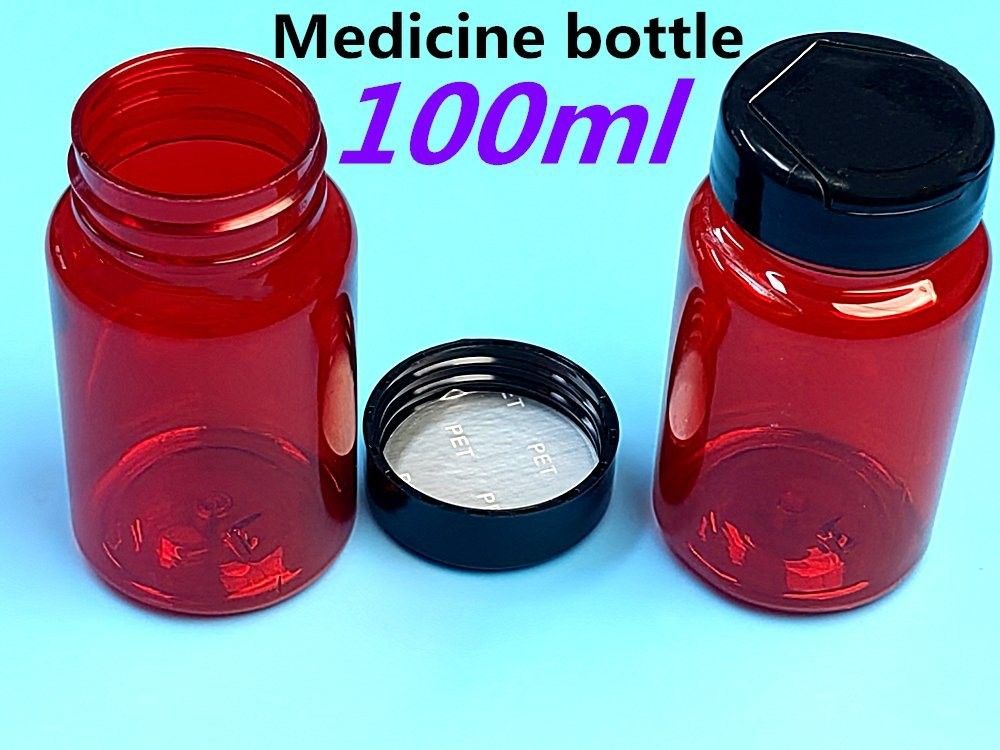 پلاستیک PET قرمز 100ml 150ml بطری داروی جامد کپسول قرص بطری بسته بندی ظرف مکمل مراقبت های بهداشتی بطری