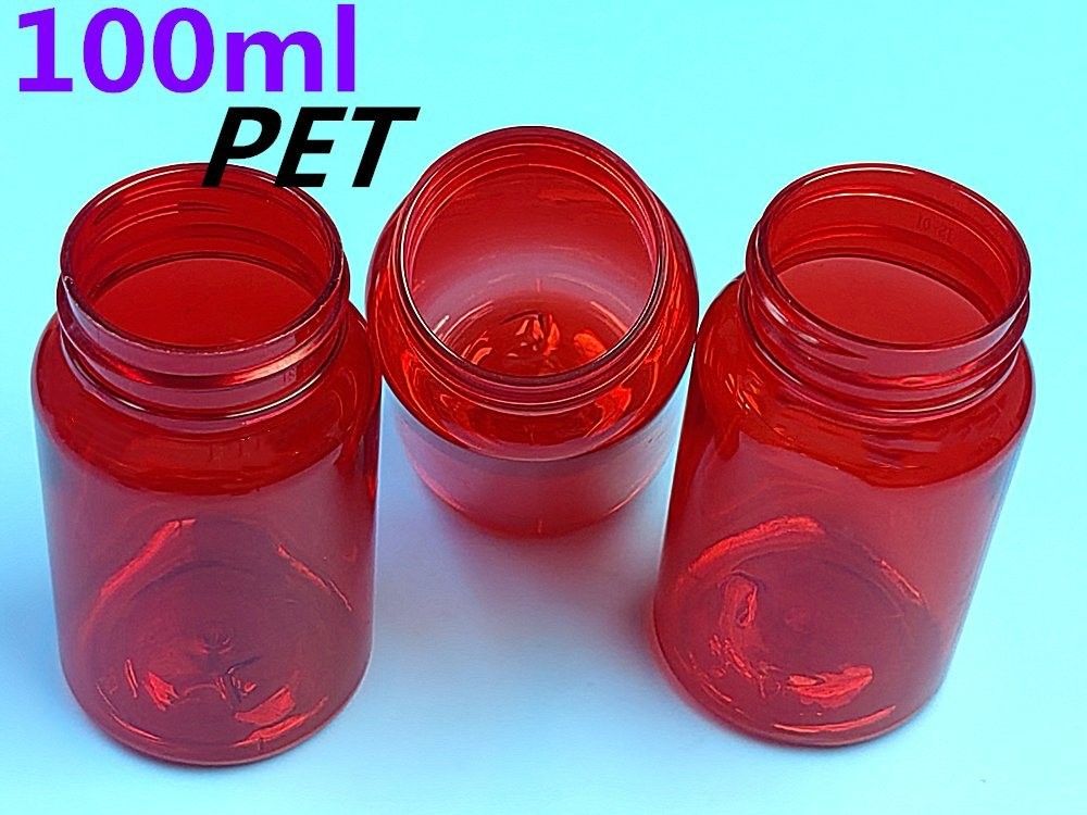 پلاستیک PET قرمز 100ml 150ml بطری داروی جامد کپسول قرص بطری بسته بندی ظرف مکمل مراقبت های بهداشتی بطری
