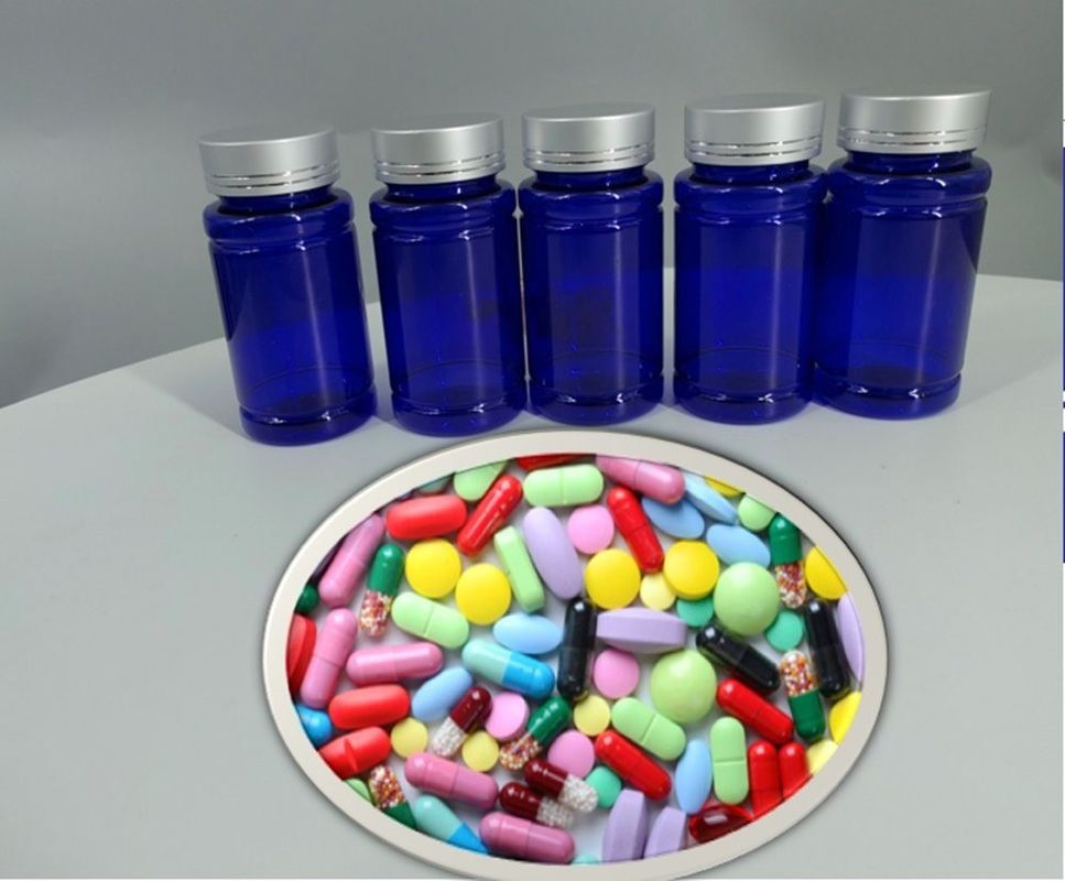 بطری مکمل ویتامین پلاستیکی PET کپسول قرص بطری قرص آبی 100ml 120ml ظرف پلاستیکی بطری دارویی