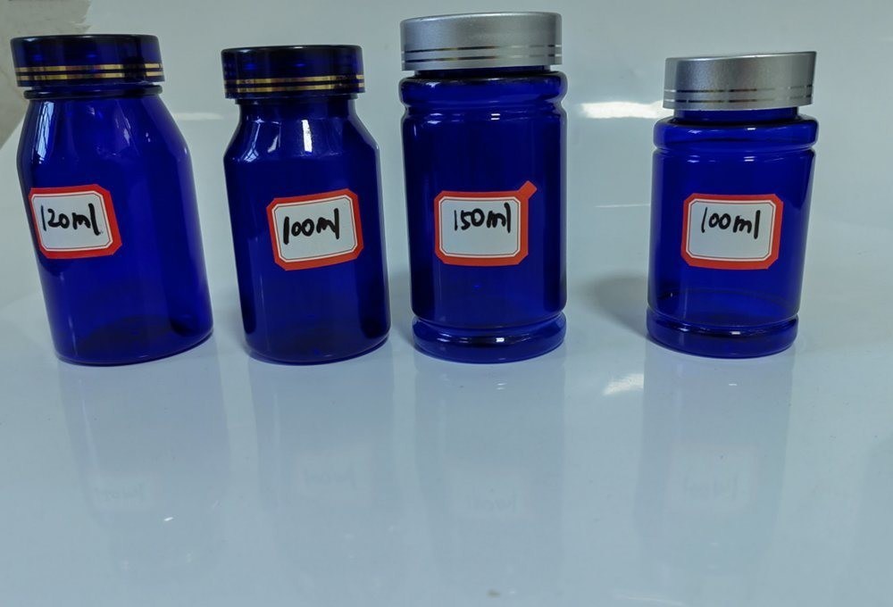 100cc 120cc 150cc بطری پلاستیکی برای قرص ها کپسول شفاف آبی پالتو قابل پر کردن مجدد بطری دارویی پلاستیکی با دوز جامد