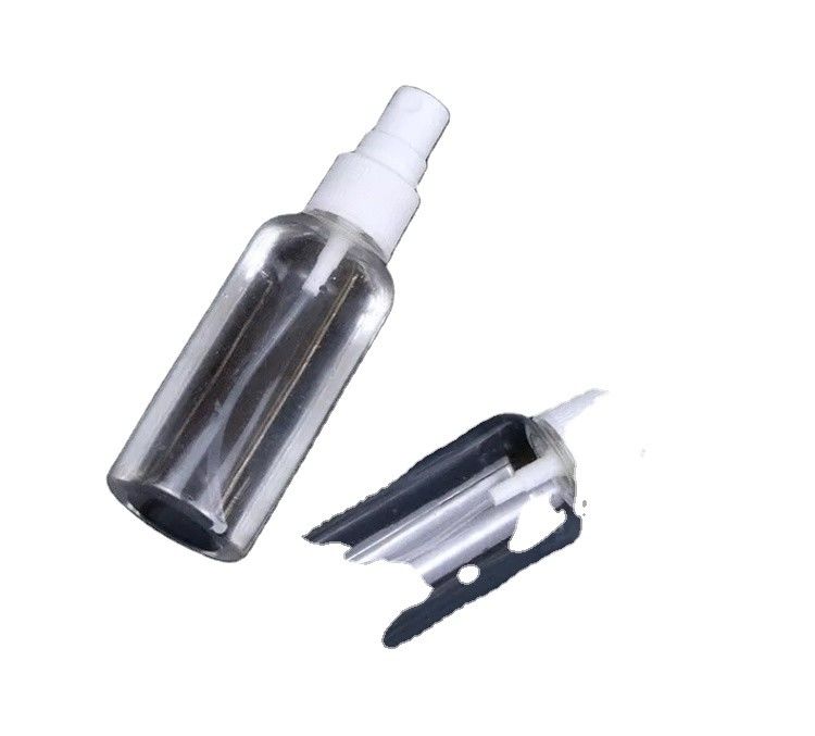 بطری اسپری پلاستیکی PET کوچک شکل گرد 60ML 100ML بطری اسپری پلاستیکی PET شفاف 50ml بطری اسپری ضدعفونی کننده دست