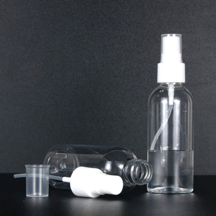 اسپری پلاستیکی 50 میلی لیتر 60 میلی لیتر 100 میلی لیتر PET دود نازک عطر ضد عفونی کننده الکل بطری های پلاستیکی زیبایی قابل حمل با اسپری
